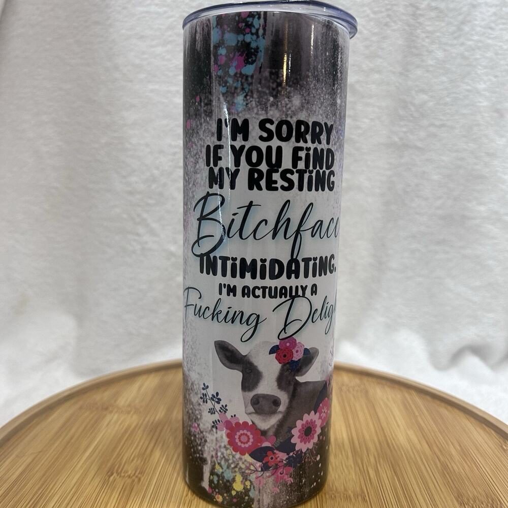 Resting witch Face 20oz Skinny Tumbler Funny Curse Hot To Go Coffee Mug Cup